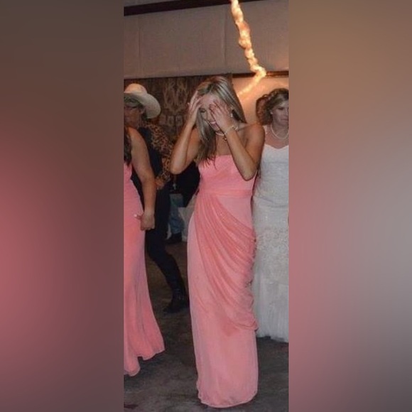 David’s bridal. Strapless bridesmaid dress. Coral color. Size 2. - Picture 3 of 4